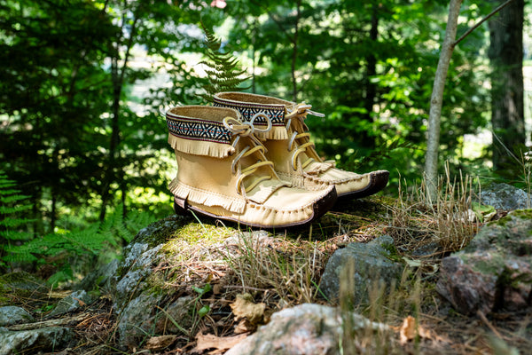 Men's Ivory Earthing Moccasin Boots Native Braid Ankle BB37597M-SP