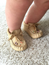Baby, Children and Youth Earthing Moccasins Beaded Moose Hide Leather 4337