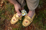Women's Earthing Moccasins Moosehide Beaded and Fringed BB7574L