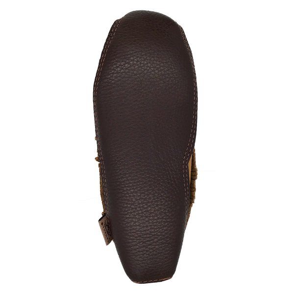 Women's Earthing Moccasin Boots Moose Hide Native Braid Ankle BB37597C-L