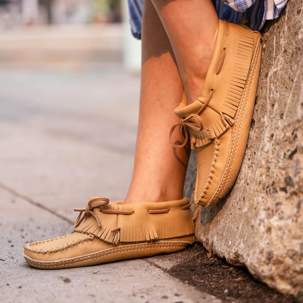 Women's Moose Hide Earthing Ankle Moccasins