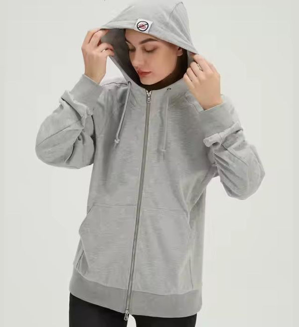 EMF Shielding Silver Fibre Cotton Blend Zip Up Hoodie