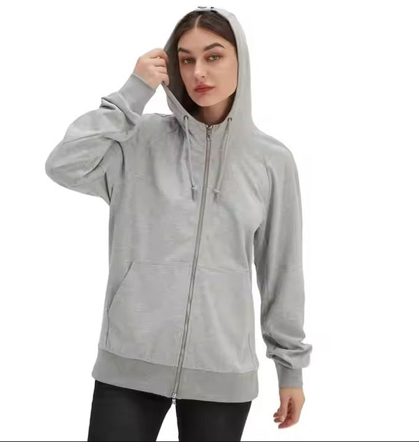 EMF Shielding Silver Fibre Cotton Blend Zip Up Hoodie