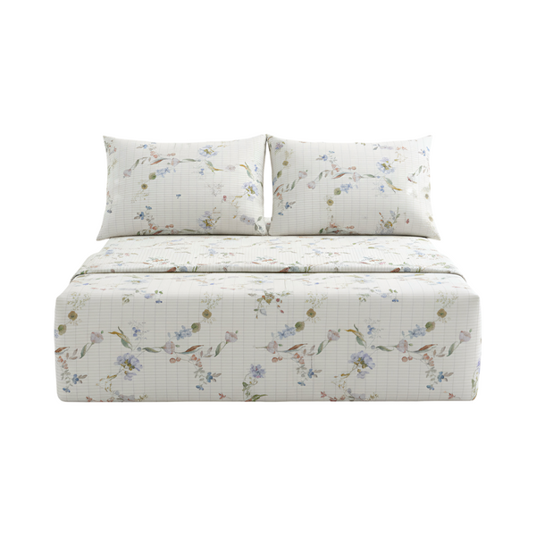 Floral Print Earthing FITTED SHEET SET with Tester and Checker