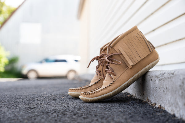Men's Earthing Moccasins Fringe Ankle Copper Rivet B04219M-R