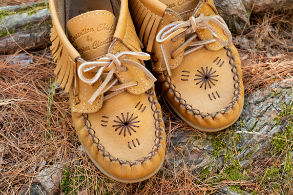 Women's Earthing Moccasins Fringe Copper Rivet Rubber Sole 2074CKL-R