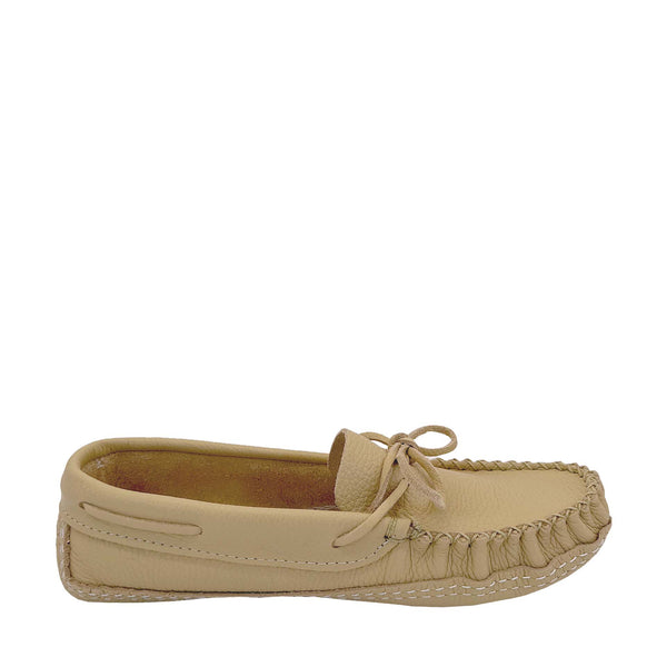 Men's Earthing Moccasins Wide Cream Leather (Final Clearance)