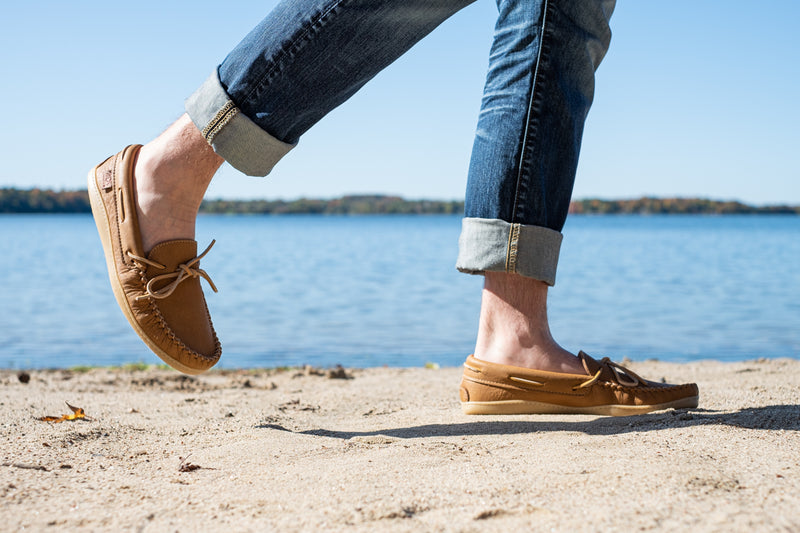 Men's Earthing Moccasin Shoes Copper Rivet Rubber Sole