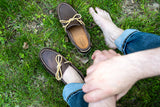 Men's Earthing Moccasins Fudge Moose Hide Copper Rivet 41472FDM-R