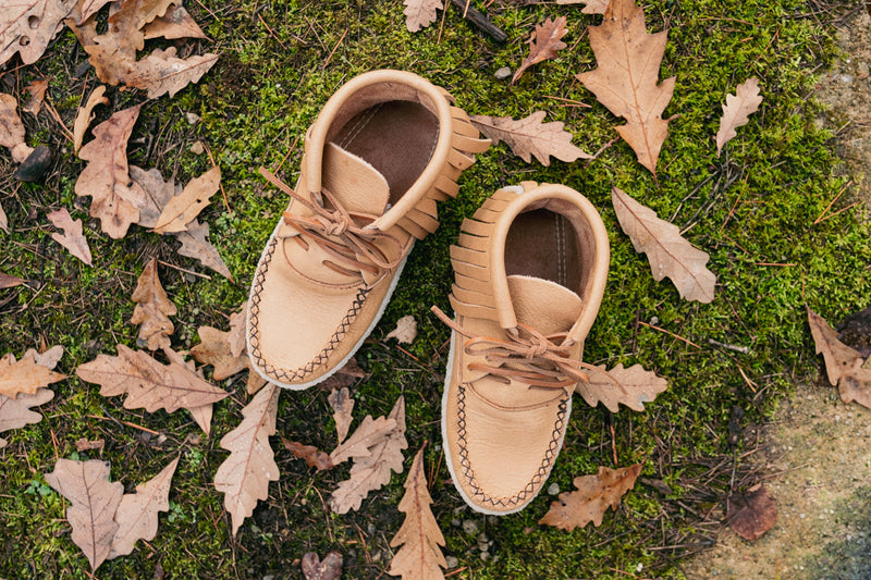 Men's Earthing Moccasins Fringe Ankle Copper Rivet B04219M-R