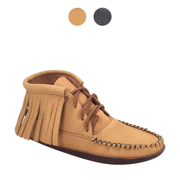 Men's CLEARANCE Earthing Moccasin Boots Moose Hide Fringed  (7 & 14)