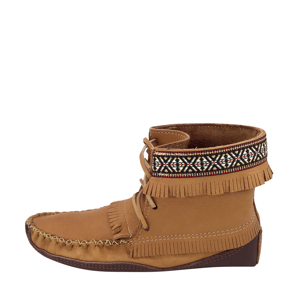 Men's Ankle Moccasin Boots with Native Indian Braid for Earthing ...
