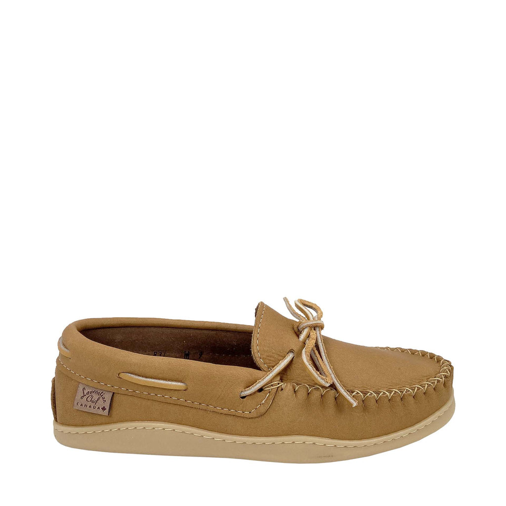 Men's Leather Moccasin Shoes; Rubber Sole & Copper Rivet for Earthing ...