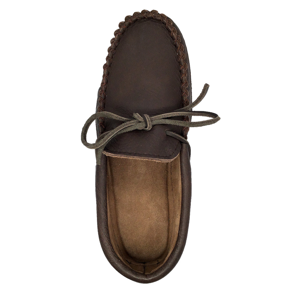 Men's Leather Moccasin Shoes; Rubber Sole & Copper Rivet for Earthing ...