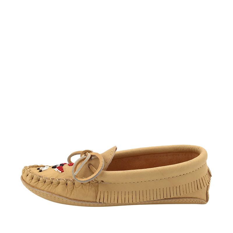 Women's Earthing Moccasins Moosehide Beaded and Fringed BB7574L