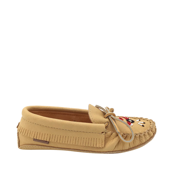Women's Earthing Moccasins Moosehide Beaded Fringed BB7574L