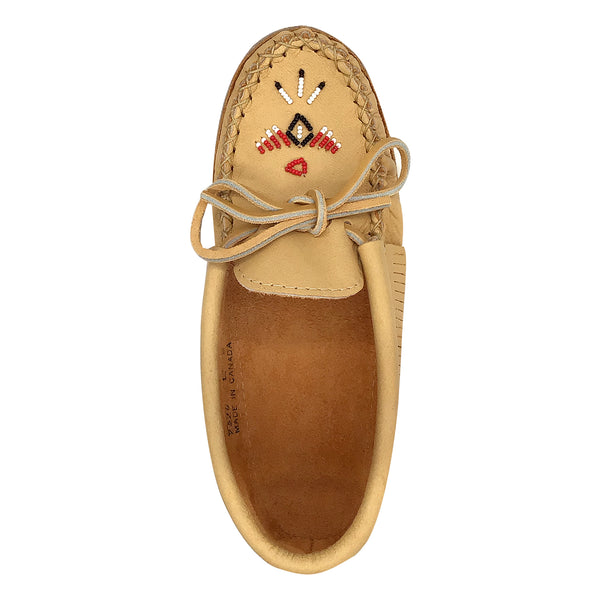 Women's Earthing Moccasins Moosehide Beaded Fringed BB7574L